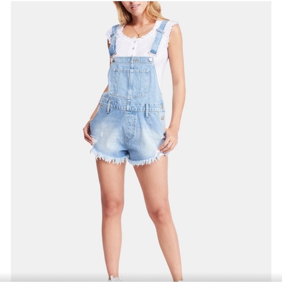Free People June Denim Shortalls - Picture 2 of 4